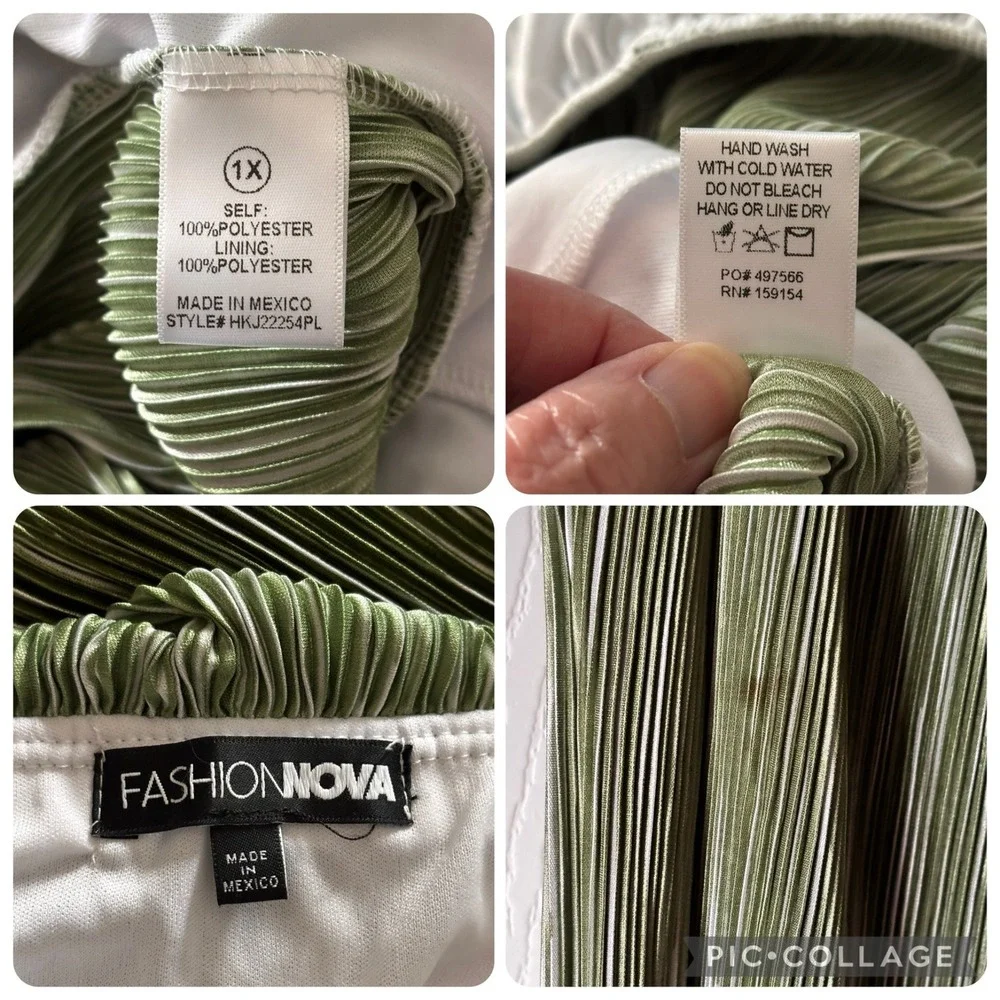 Fashion Nova Olive Pleated Off-Shoulder Jumpsuit | Size 1X - Picture 2 of 4